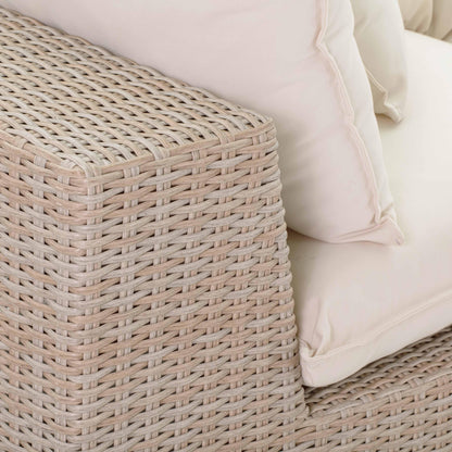 Cali Natural Performance Fabric &amp; Natural Wicker Modular Outdoor Loveseat