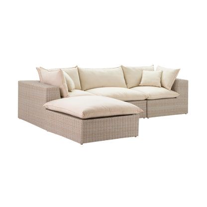 Cali Natural Performance Fabric &amp; Natural Wicker Modular Outdoor Sectional - Default Variant