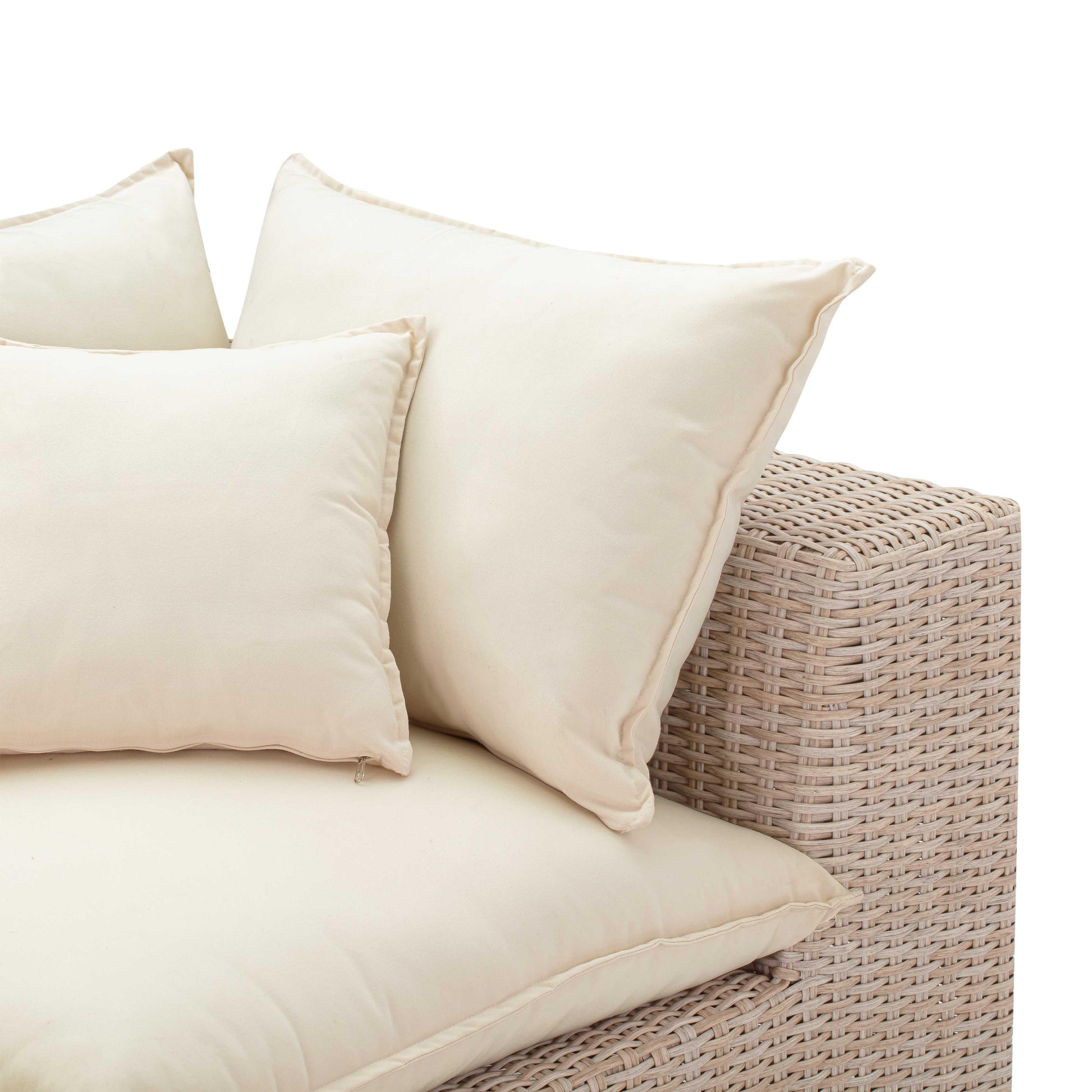 Cali Natural Performance Fabric &amp; Natural Wicker Modular Outdoor Sectional