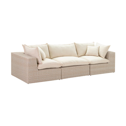 Cali Natural Performance Fabric &amp; Natural Wicker Modular Outdoor Sofa - Default Variant