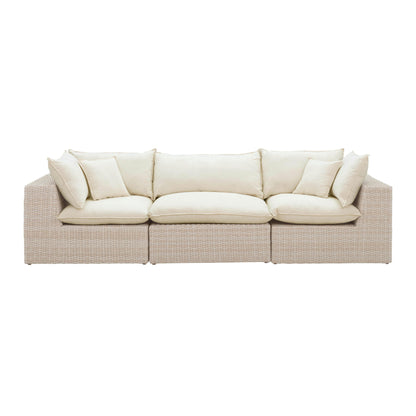 Cali Natural Performance Fabric &amp; Natural Wicker Modular Outdoor Sofa