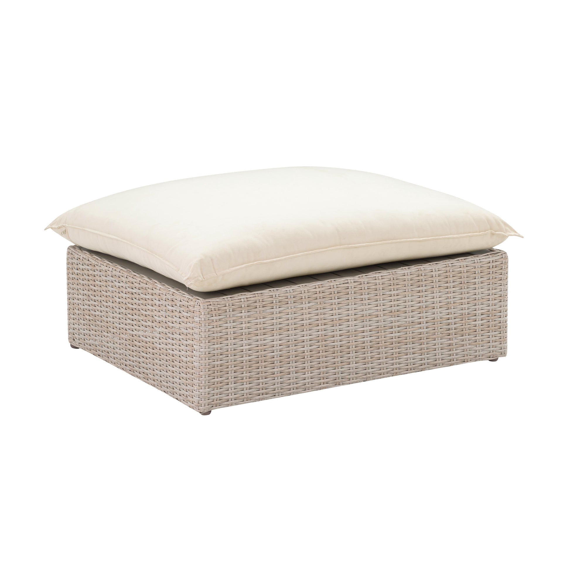 Cali 39" Natural Wicker Outdoor Ottoman / Coffee Table - Default Variant