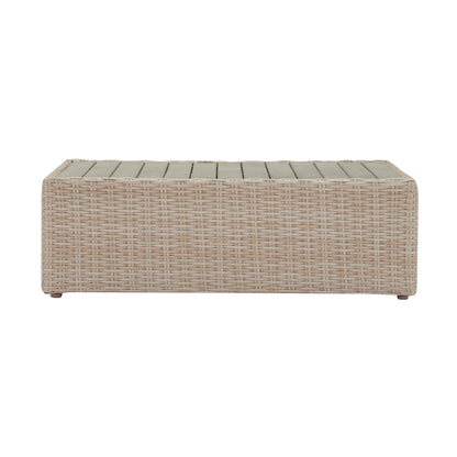 Cali 39" Natural Wicker Outdoor Ottoman / Coffee Table