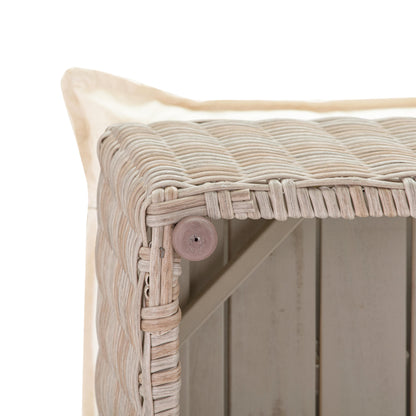 Cali 39" Natural Wicker Outdoor Ottoman / Coffee Table