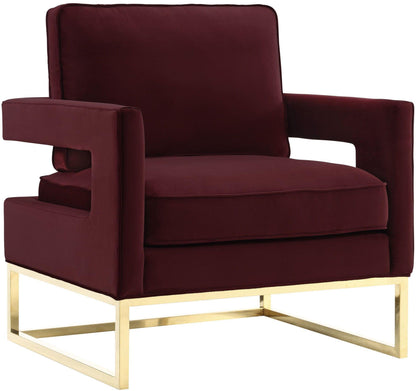 Avery Performance Velvet Accent Chair - Maroon