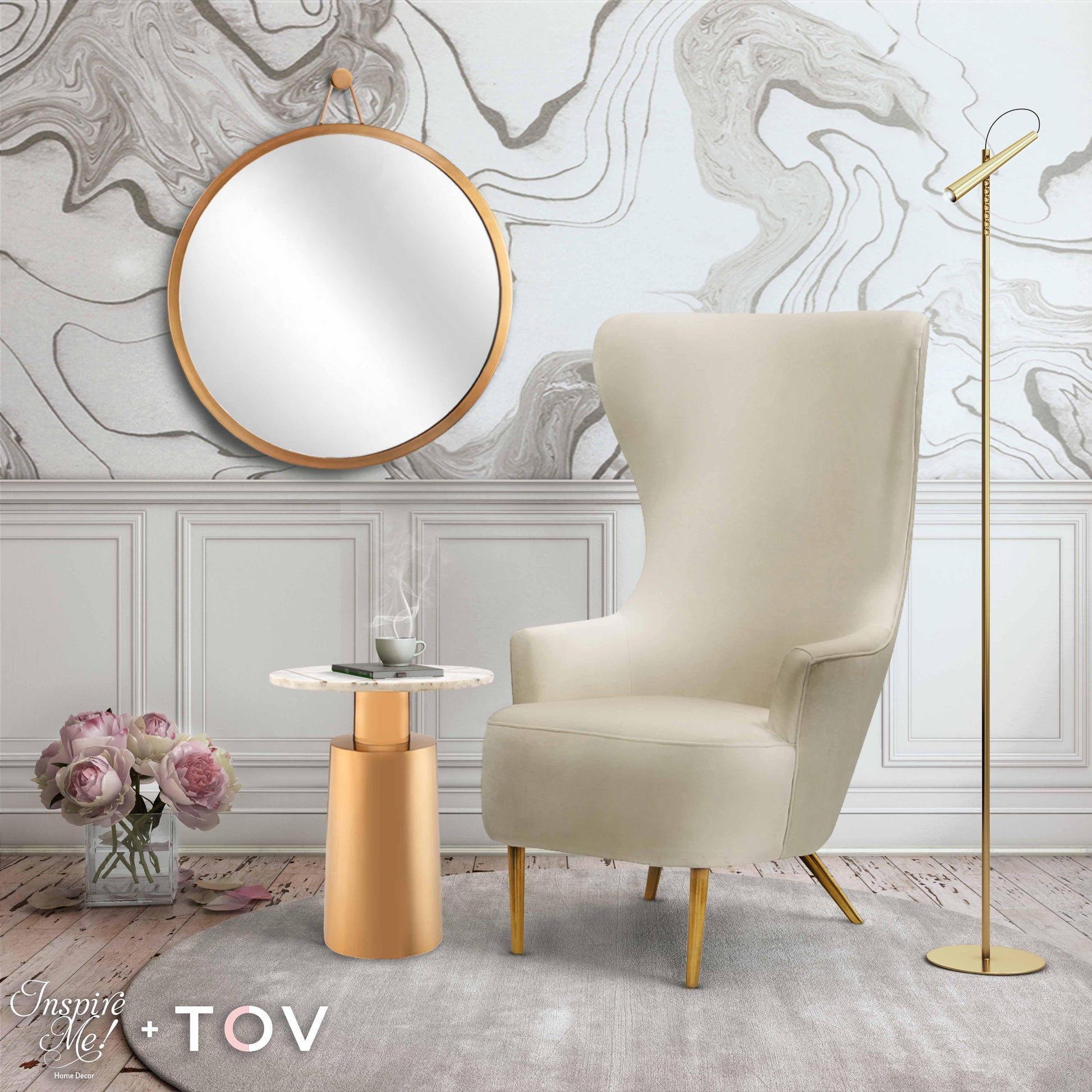 Julia Performance Velvet Wingback Accent Chair by Inspire Me! Home Decor