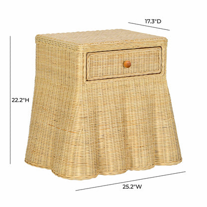 Pentra 25" Natural Rattan Nightstand With Drawer