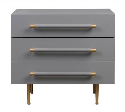 Trident 28" 3-Drawer Nightstand - Grey