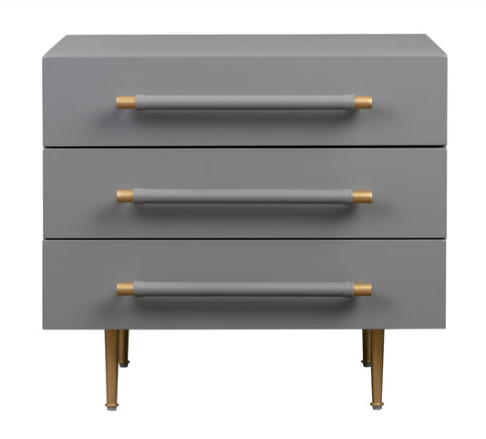 Trident 28" 3-Drawer Nightstand - Grey