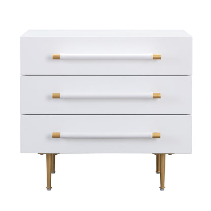 Trident 28" 3-Drawer Nightstand - White