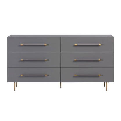 Trident 62" 6-Drawer Dresser - Grey