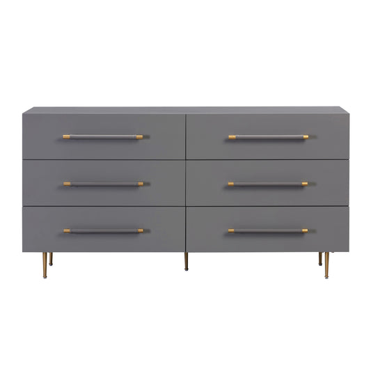 Trident 62" 6-Drawer Dresser - Grey