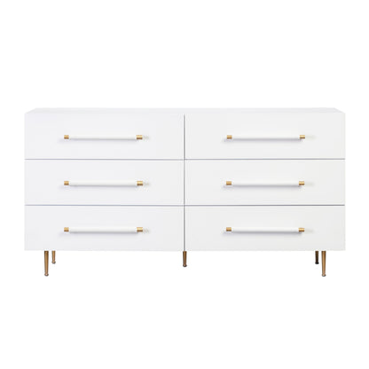 Trident 62" 6-Drawer Dresser - White