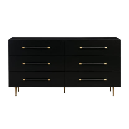 Trident 62" 6-Drawer Dresser - Black