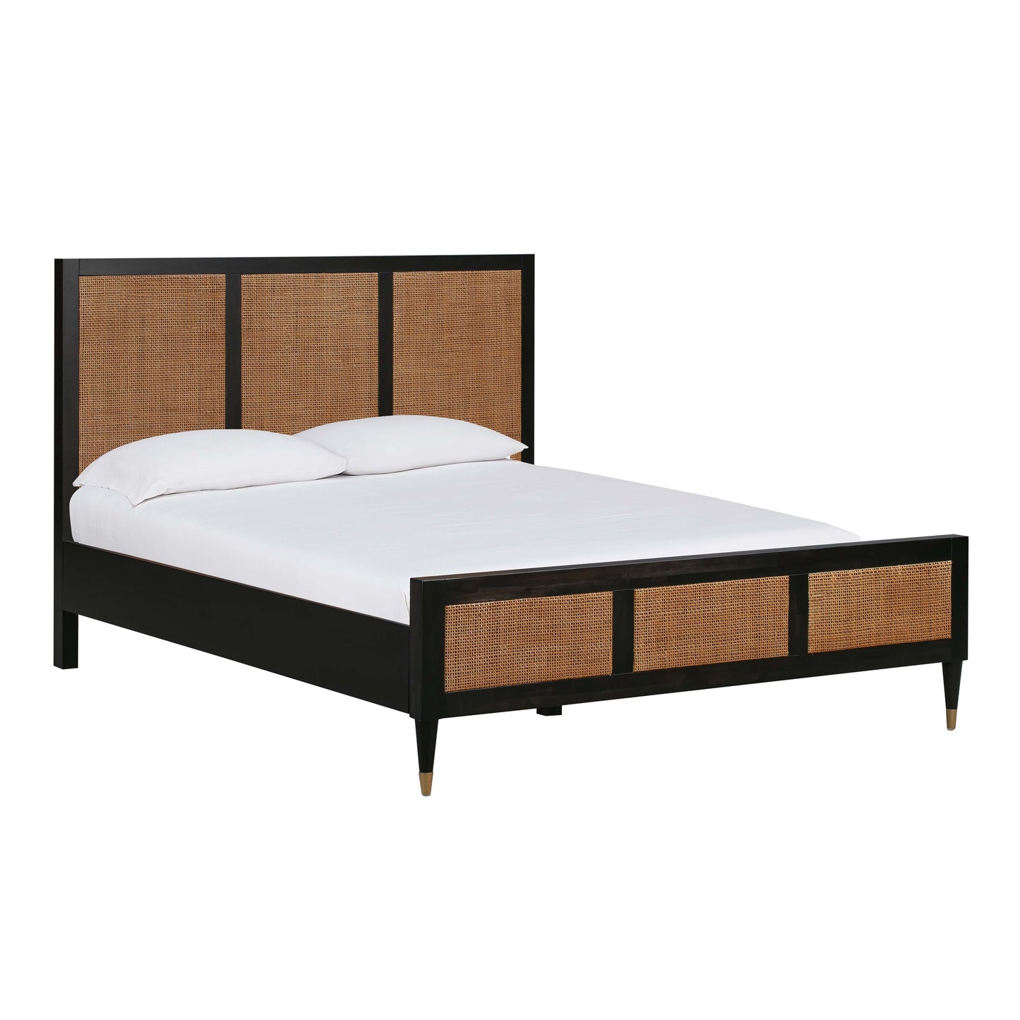 Sierra Wood &amp; Rattan Bed - Black / Queen