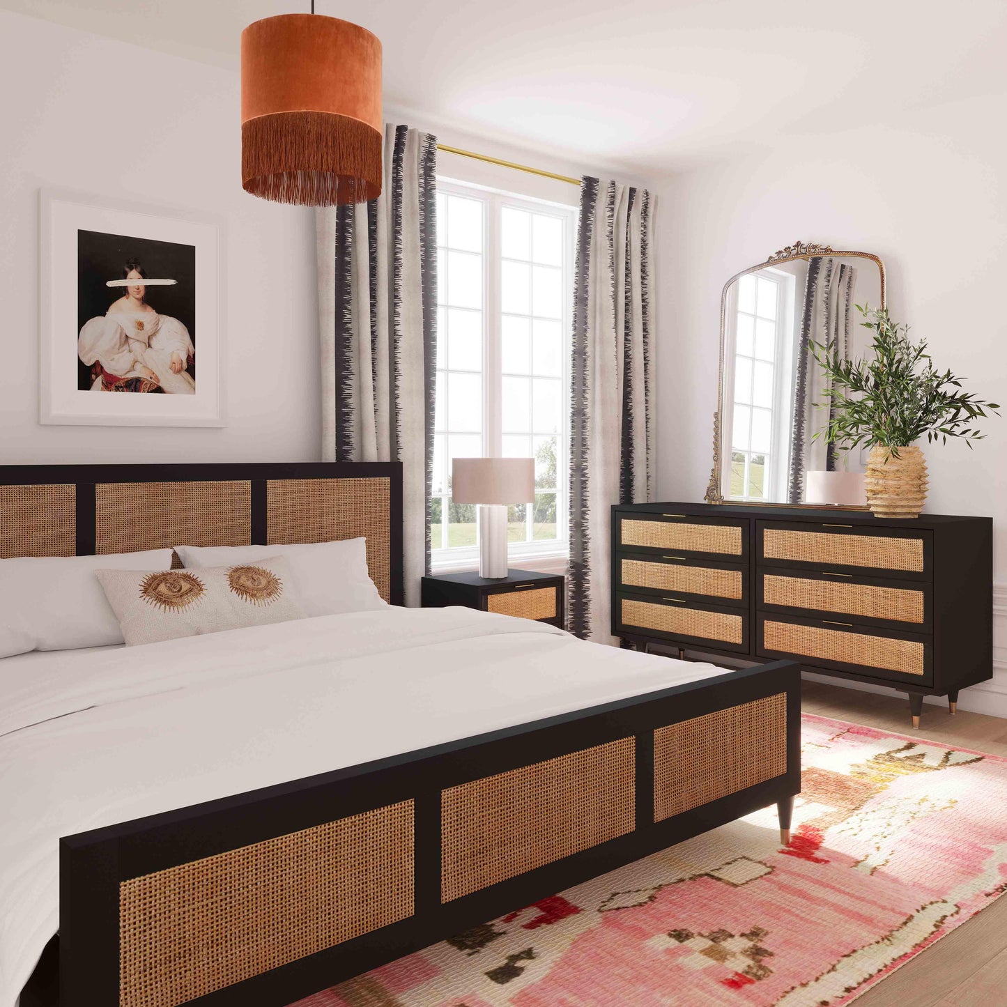 Sierra Wood &amp; Rattan Bed