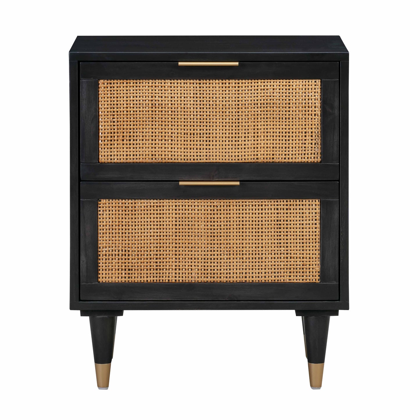 Sierra 22" Cane 2-Drawer Nightstand - Black