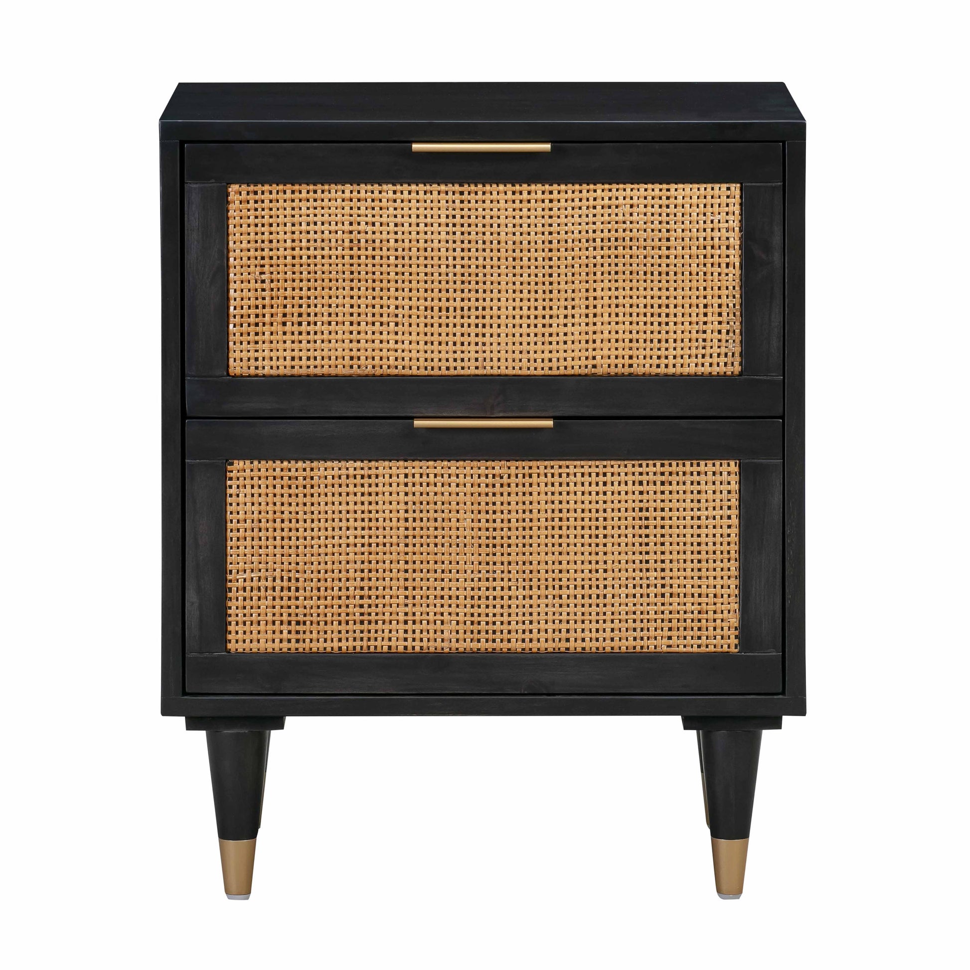 Sierra 22" Cane 2-Drawer Nightstand - Black