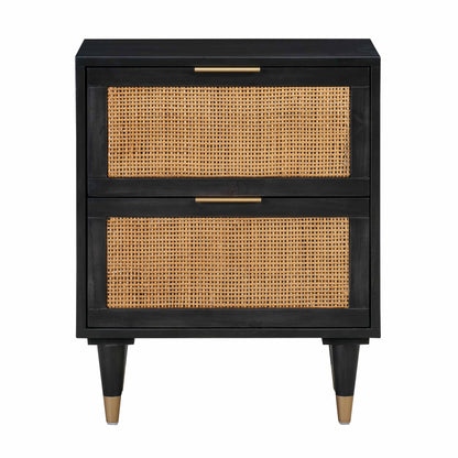 Sierra 22" Cane 2-Drawer Nightstand - Black