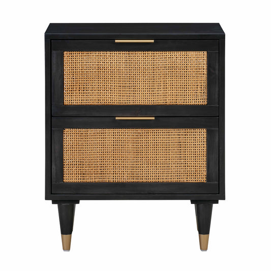 Sierra 22" Cane 2-Drawer Nightstand - Black