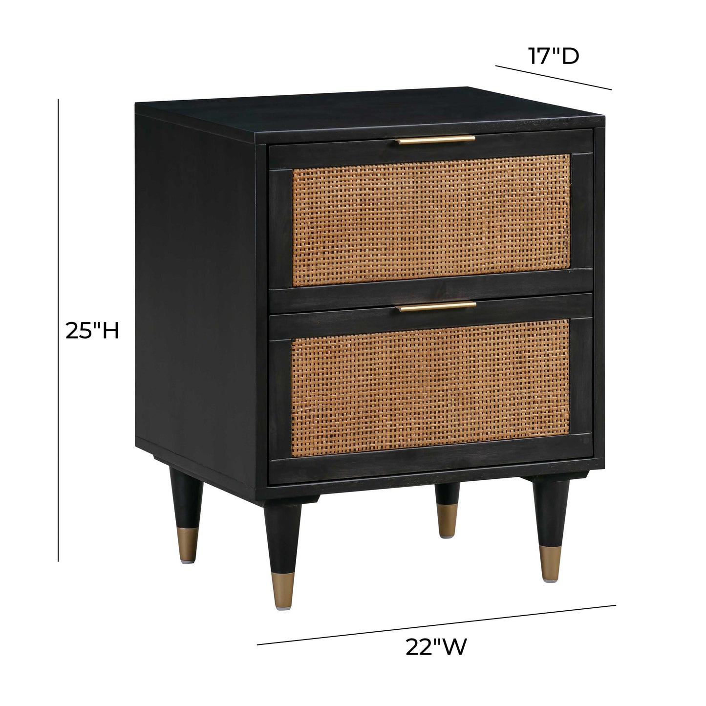 Sierra 22" Cane 2-Drawer Nightstand
