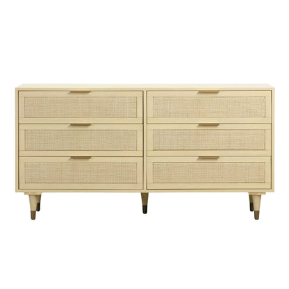 Sierra 60" Cane 6-Drawer Dresser