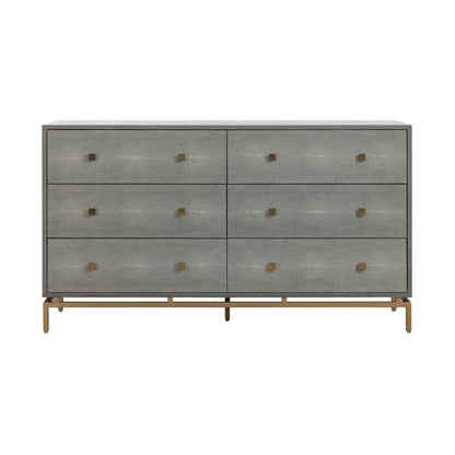 Pesce 57" Faux Shagreen 6-Drawer Dresser - Grey