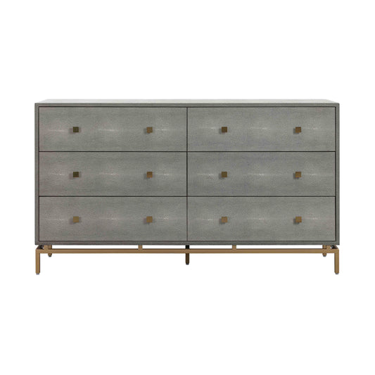 Pesce 57" Faux Shagreen 6-Drawer Dresser - Grey