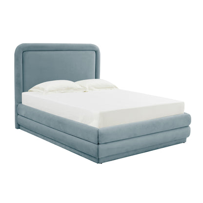 Briella Performance Velvet Bed - Bluestone / Queen