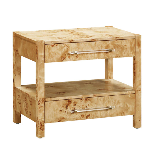 Brandyss 26" Burl 2-Drawer Nightstand - Natural