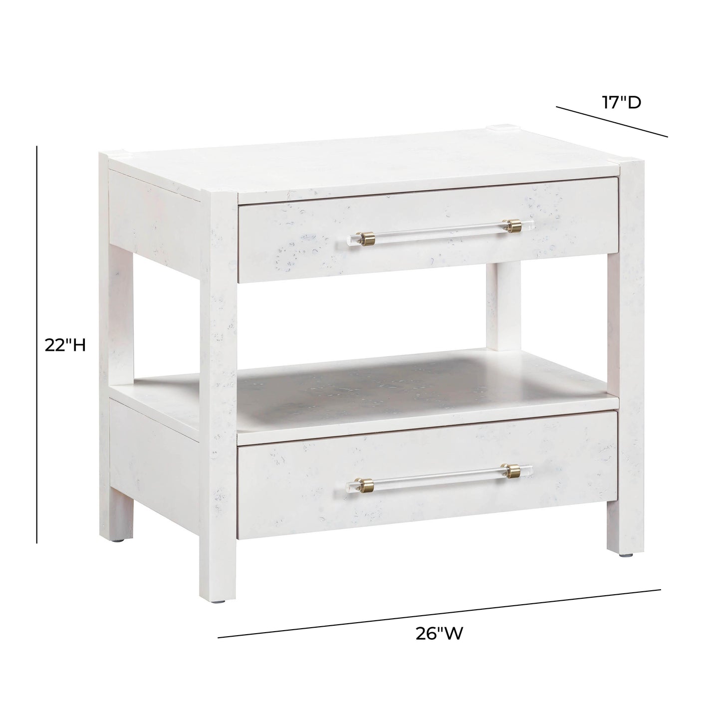 Brandyss 26" Burl 2-Drawer Nightstand