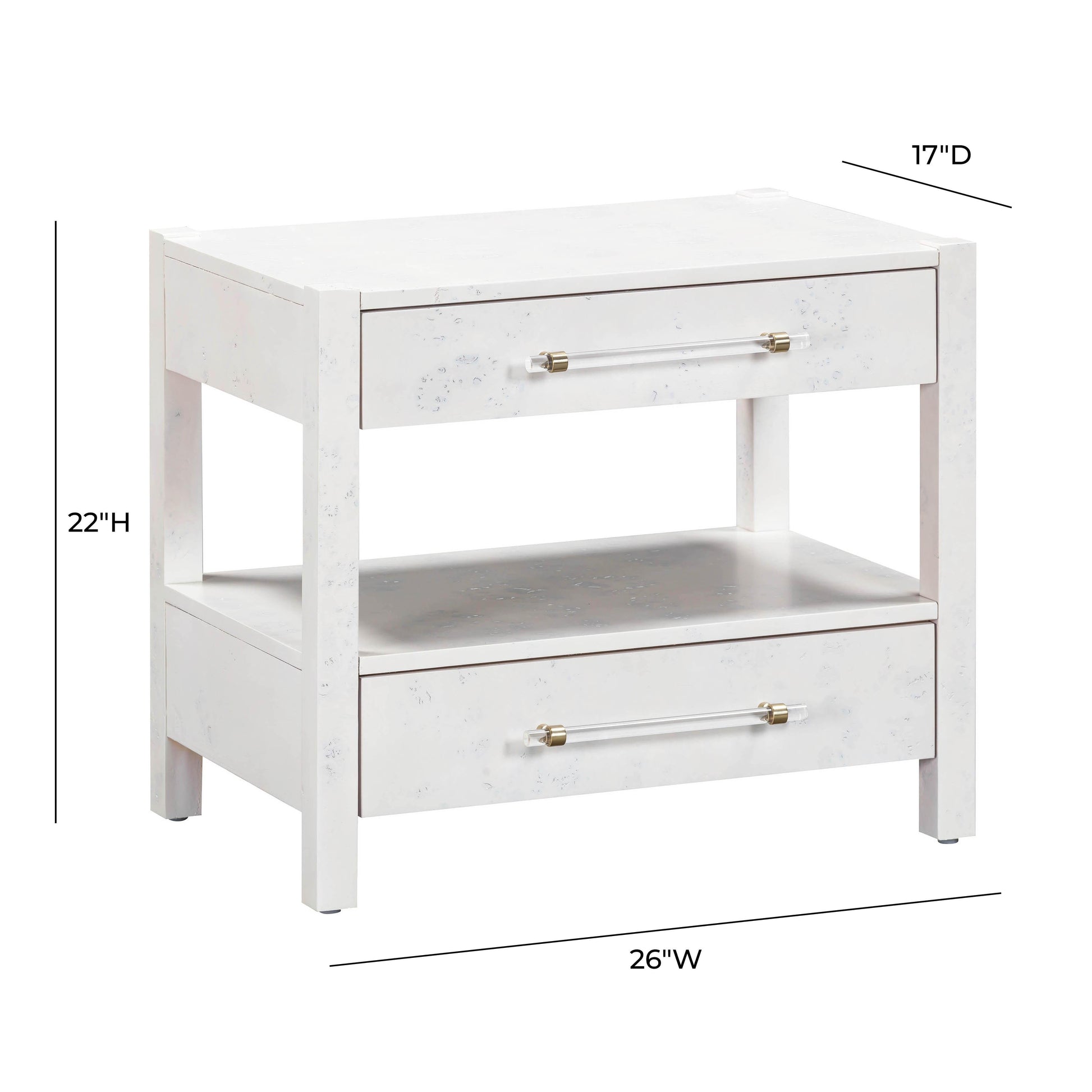 Brandyss 26" Burl 2-Drawer Nightstand