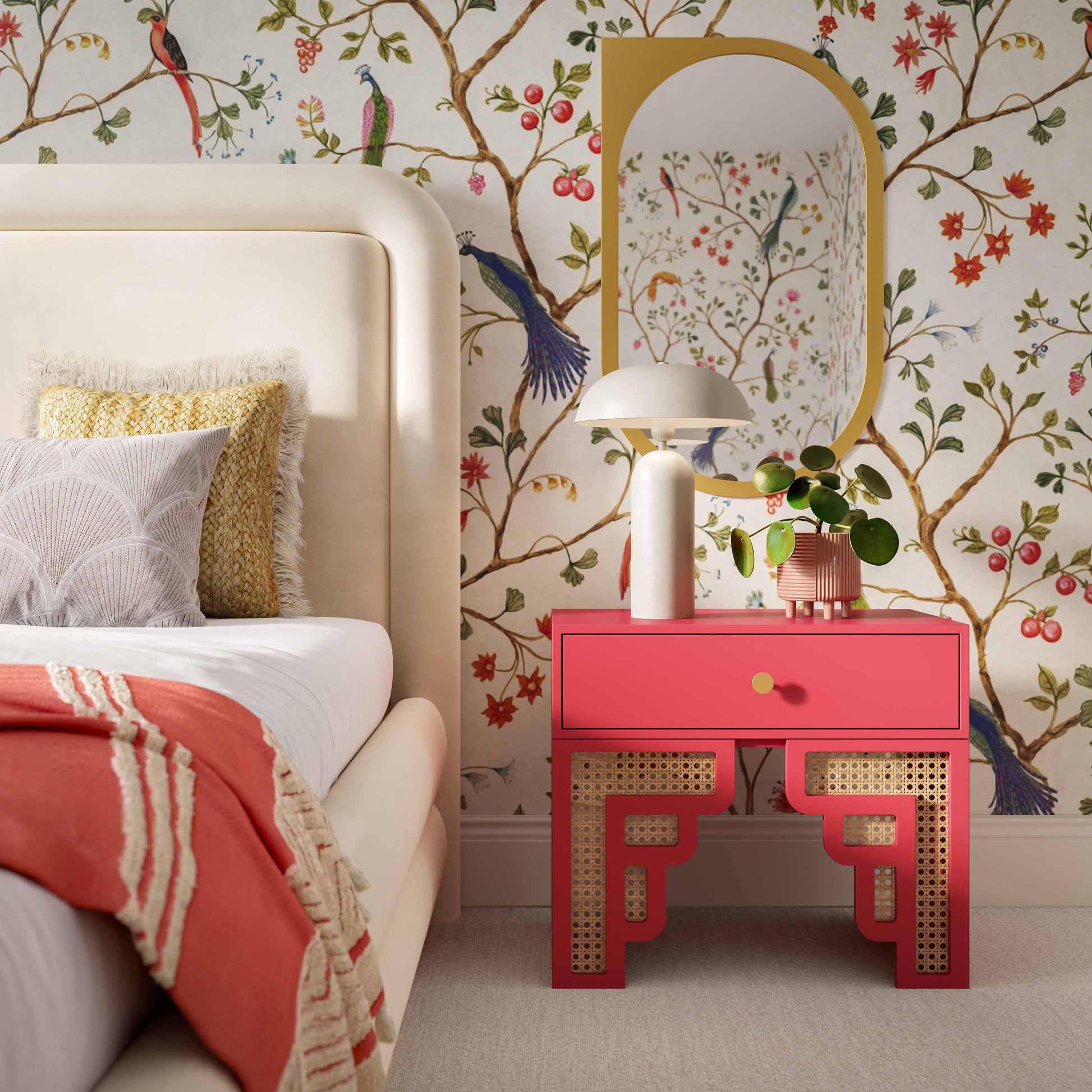 Suzie 26" Rattan Nightstand With Drawer