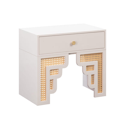 Suzie 26" Rattan Nightstand With Drawer - Cream