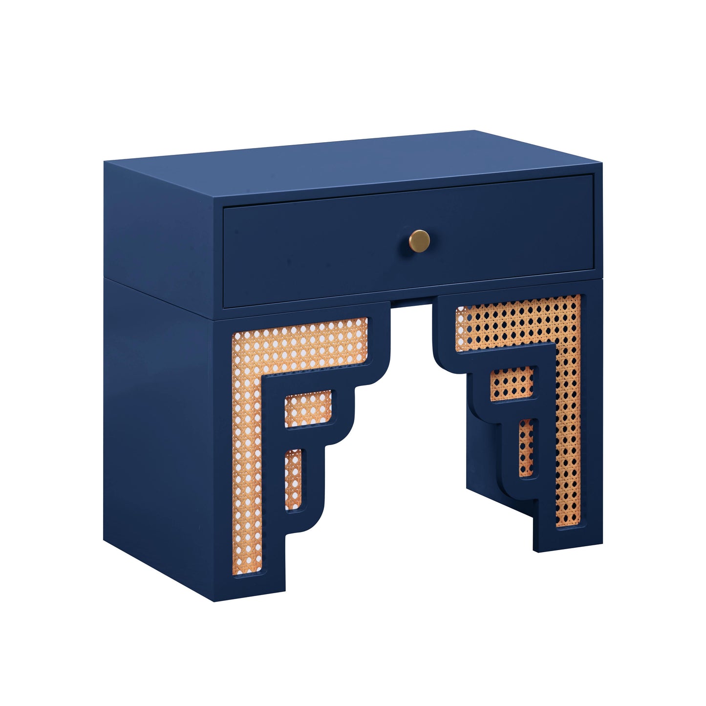 Suzie 26" Rattan Nightstand With Drawer - Navy