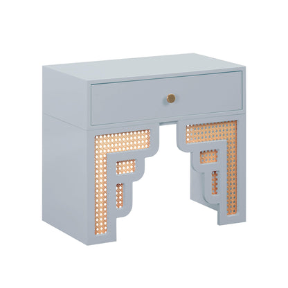Suzie 26" Rattan Nightstand With Drawer - Blue