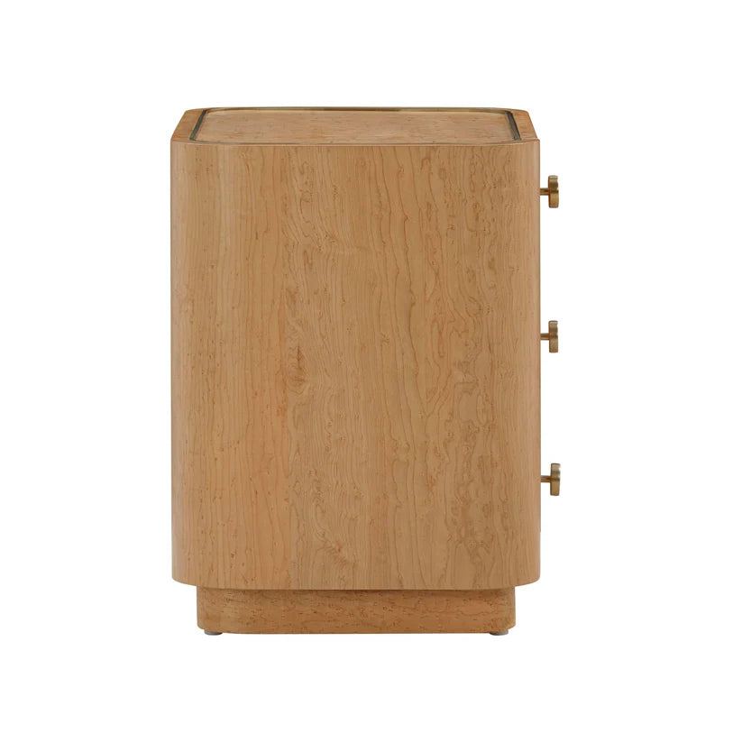 Abigail 22" Natural Birdseye Maple 3-Drawer Nightstand