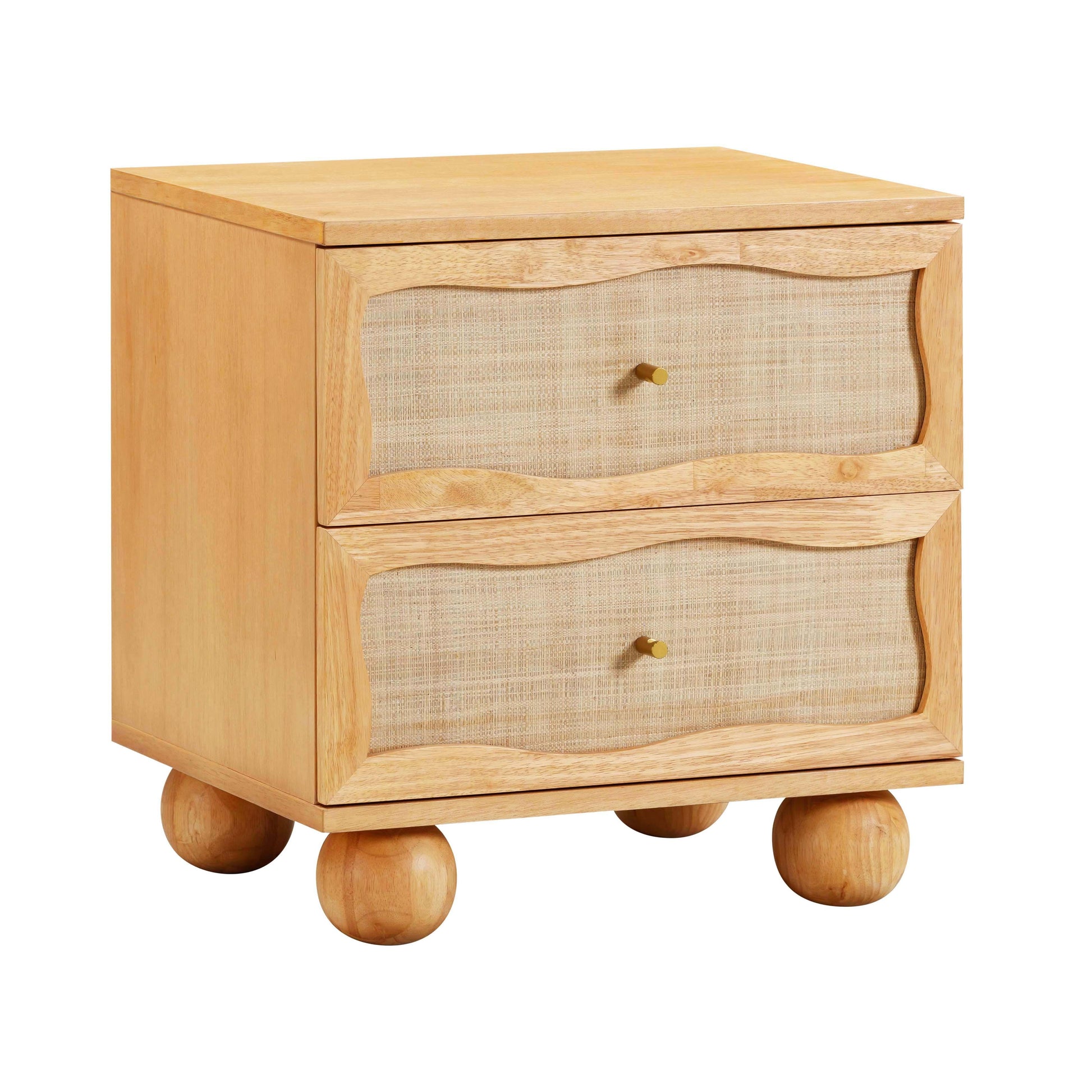 Grappa 22" Wood &amp; Raffia Wavy 2-Drawer Nightstand - Natural