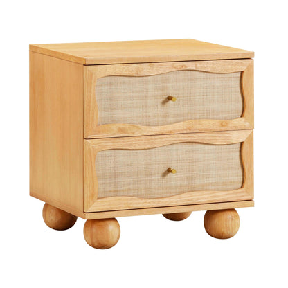 Grappa 22" Wood &amp; Raffia Wavy 2-Drawer Nightstand - Natural
