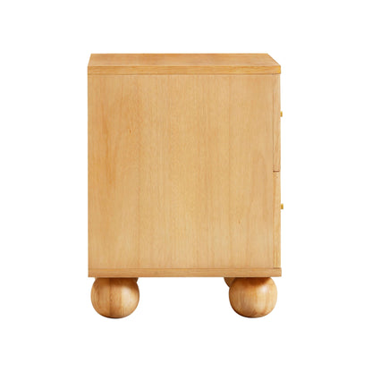 Grappa 22" Wood &amp; Raffia Wavy 2-Drawer Nightstand