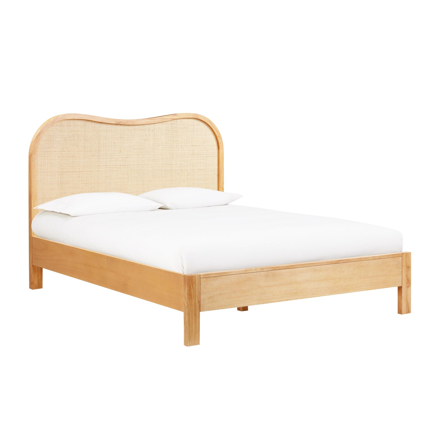 Grappa Natural Wood &amp; Raffia Bed - Queen
