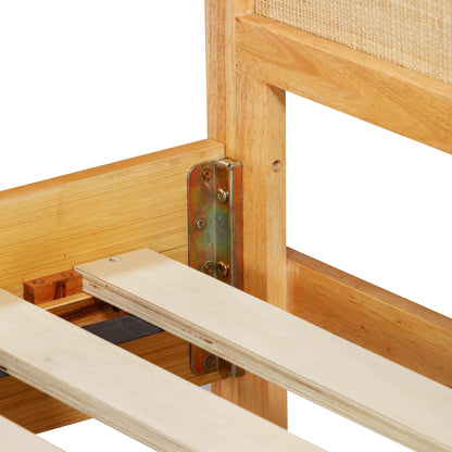Grappa Natural Wood &amp; Raffia Bed