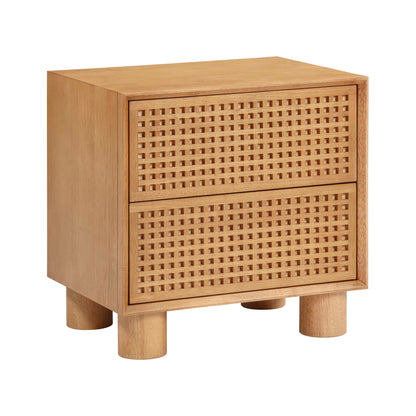 Miles 22" Natural Wood 2-Drawer Nightstand - Default Variant