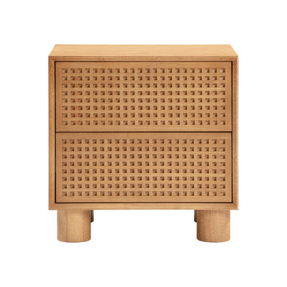 Miles 22" Natural Wood 2-Drawer Nightstand