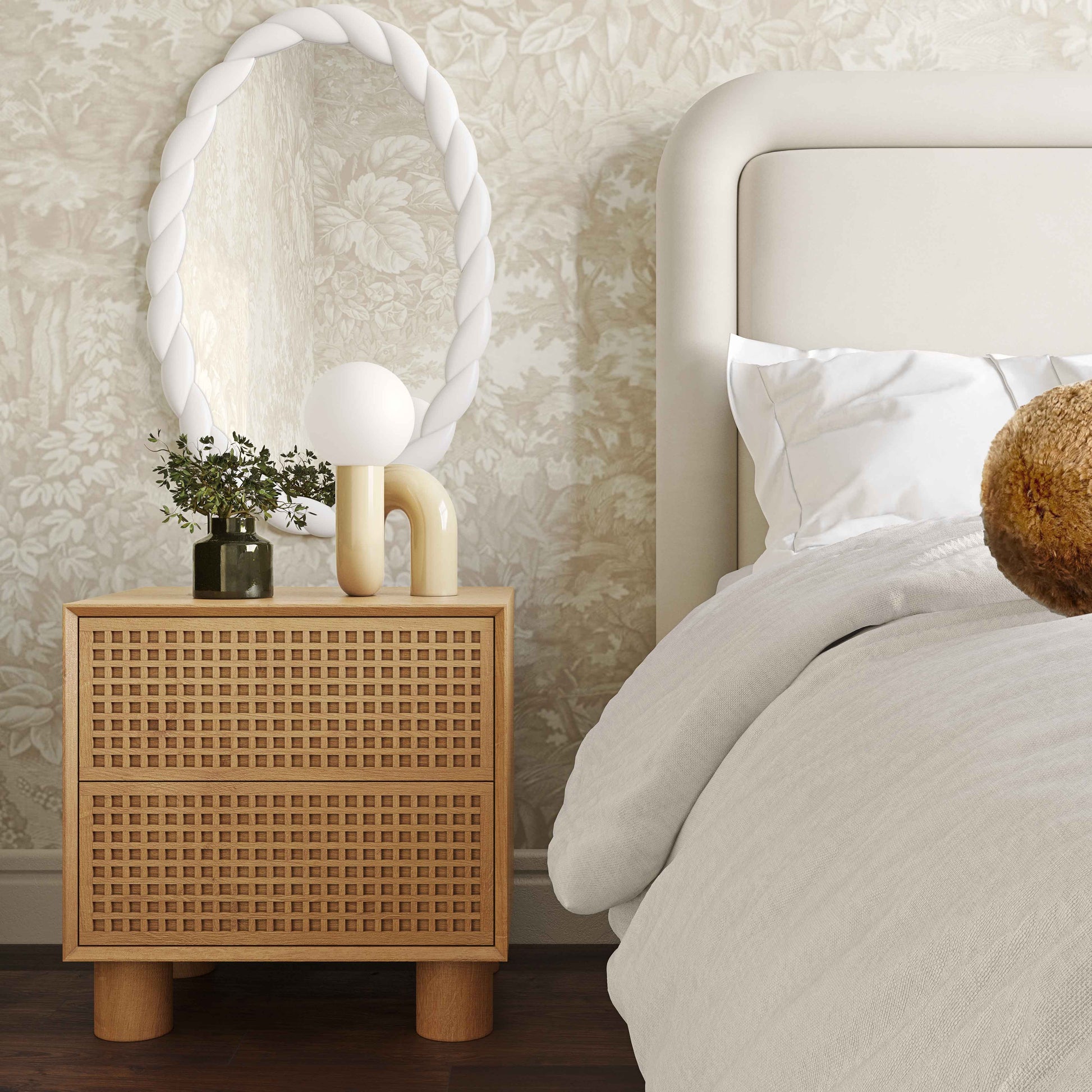 Miles 22" Natural Wood 2-Drawer Nightstand
