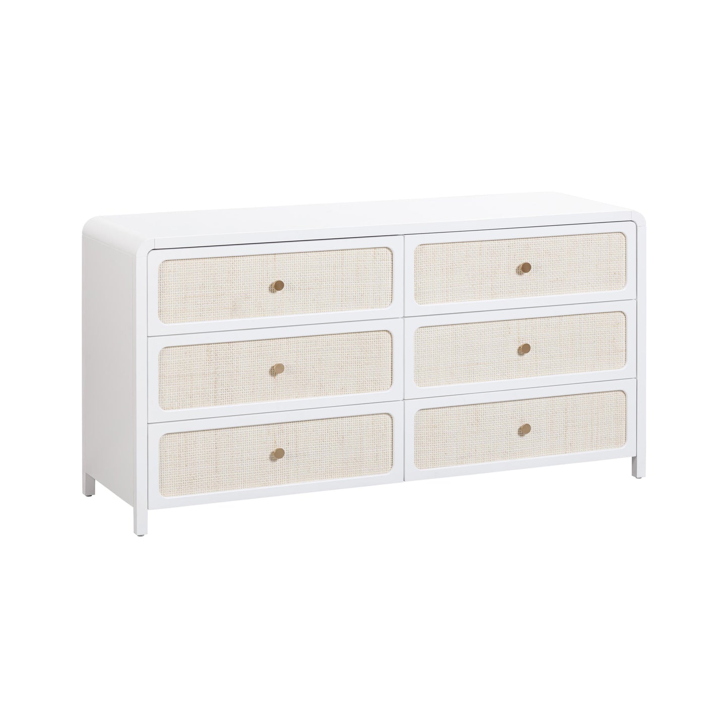 Patty 62" Rattan 6 Drawer Dresser - White