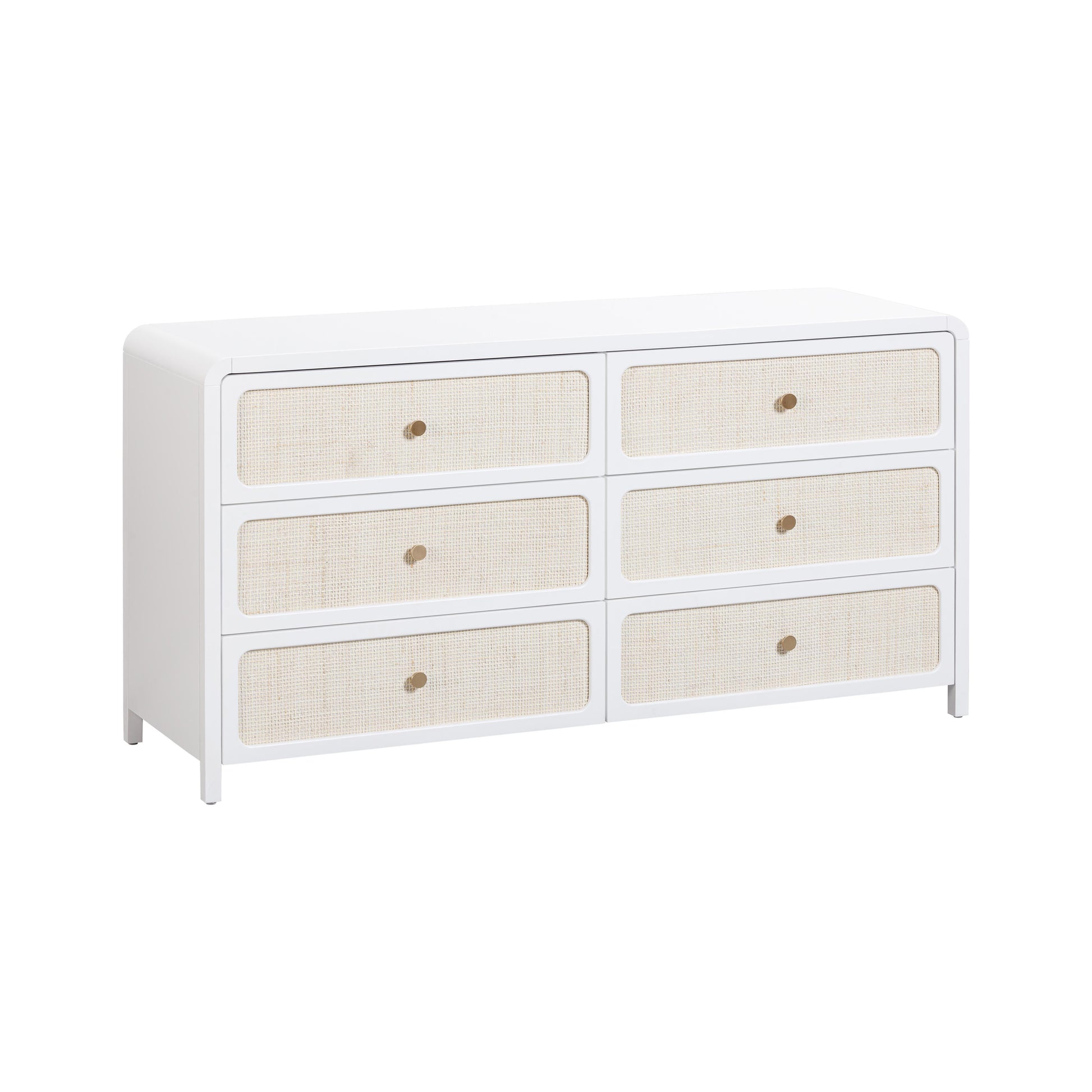Patty 62" Rattan 6 Drawer Dresser - White