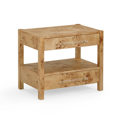 Brandyss 26" Burl 2-Drawer Nightstand - Honey
