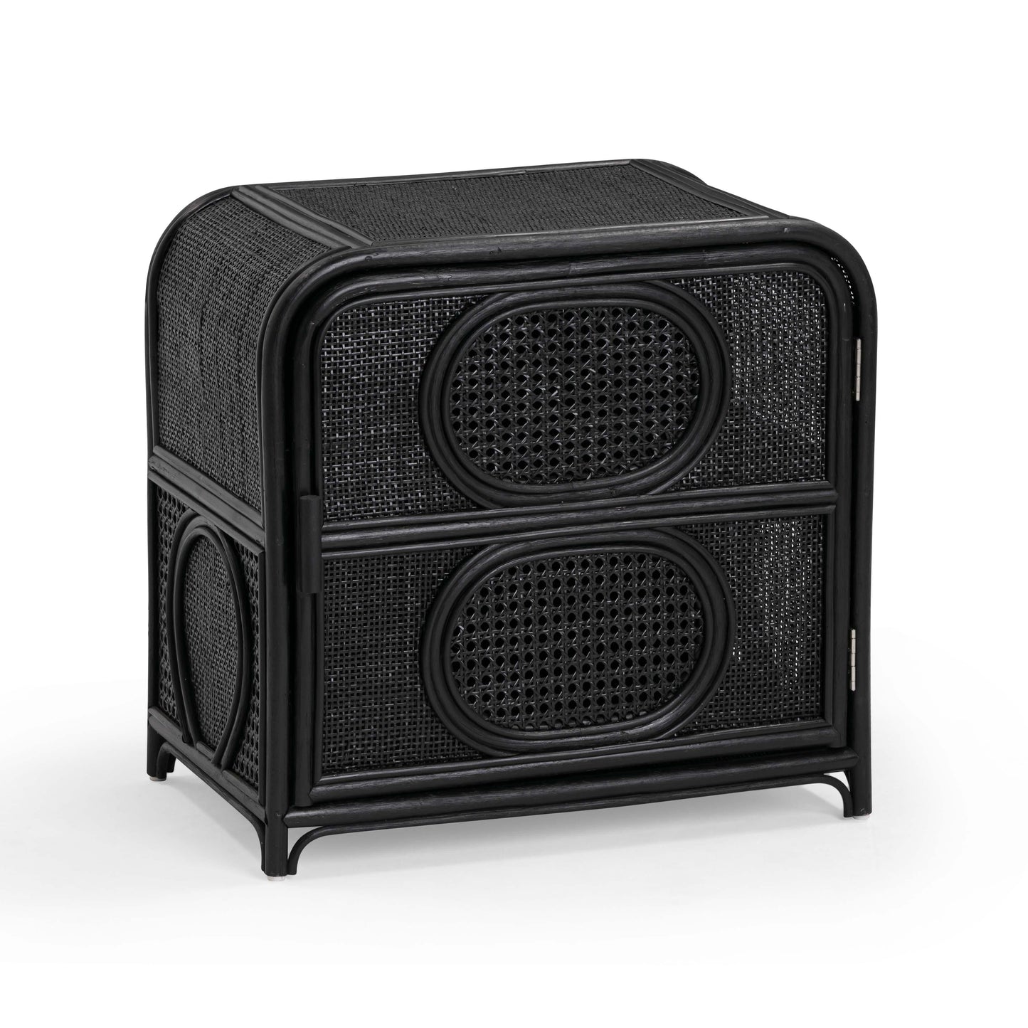 Tina 27" Rattan Nightstand With Storage - Black