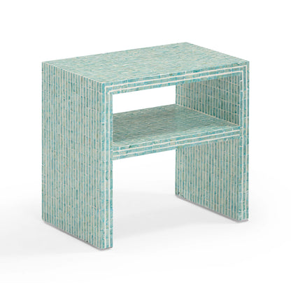 Derry 22" Capiz Shell Nightstand - Blue